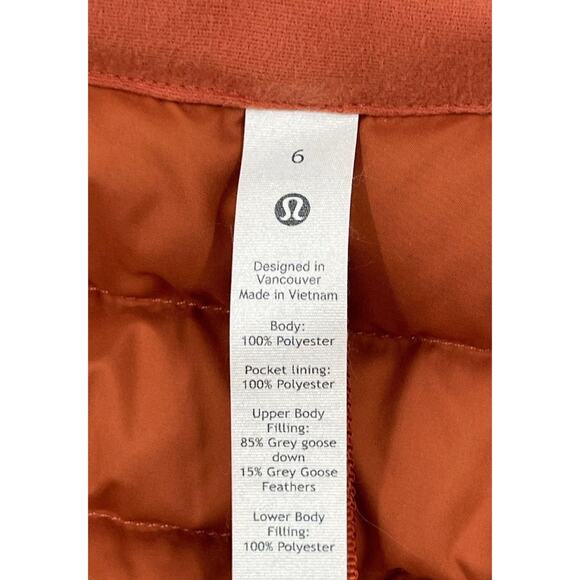 Lululemon Lightweight Relaxed-Fit Down Vest – Canyon Orange – Women’s Size 6 - Picture 4 of 6
